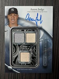 New ListingAARON JUDGE 2024 TOPPS STERLING TRIPLE GAME-USED RELIC AUTO 04/10 62 HOME RUNS