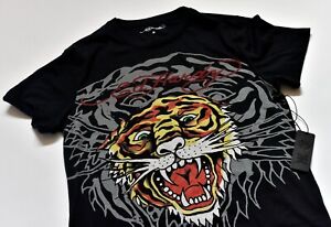 Ed Hardy Tiger Graphic Print Mens Tee Shirt New Size Large Black