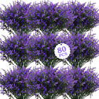 80 Bundles Artificial Flowers Lavender Outdoors UV Resistant Fake Plants Bulk Fa