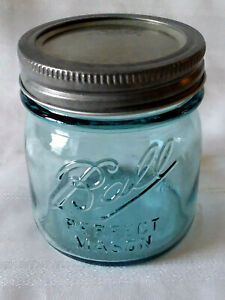 BALL 1/2 HALF PINT Aqua BLUE MASON Jar - 