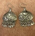 Mexico Made Sterling Silver 925 Signed Pierced Drop Earrings Frog Embellished!