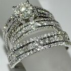 Round Cut Lab-Created Diamond His Her Bridal Trio Ring Set 14k White Gold Plated