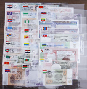 Lots 52 Pcs Different World Banknotes Paper Money Foreign UNC Collection Gift