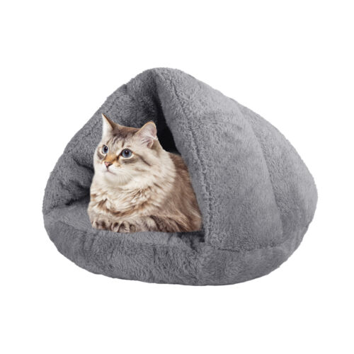 Cat Bed Cave Round Soft Sleeping Bag Cats Calming Bed Kennel Nest Cushion House