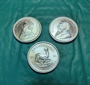 2021 South Africa Silver Krugerrand Coin x 3 1oz BU Nice Coins