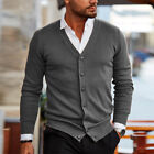 Mens Cardigan Sweater Autumn Winter Warm V-Neck Button Sweater Knitted Pullover/