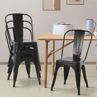Set of 4 Dining Chairs Stackable Metal Bar Chairs Restaurant Bistro Chair Black