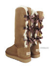 UGG Bailey Bow Tall II Triple Chestnut Suede Fur Boots Womens Size 11 *NIB*