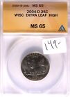 2004-D State Quarter Wisconsin Extra Leaf High ANACS MS-65 #3451