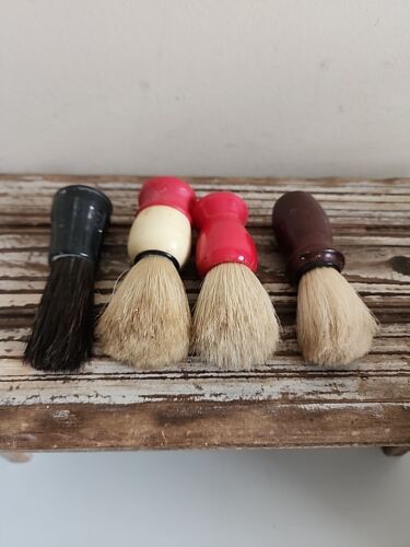 New ListingVintage Barber Shop Shaving Cream Brush LOT (4)Antique Shave Soap Brushes 1 Wood