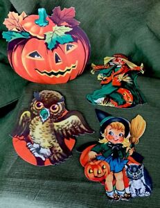 Vintage Halloween Die Cut Cardboard Decorations (4)