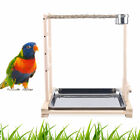 New Listing49*37*59cm Wood Bird Tree Stand Large Parrot Perch Playstand w/Steel Tray 2*Bowl