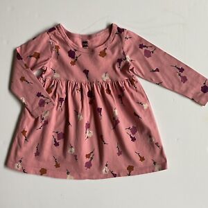 Tea Collection Dress Size 9 12 Months NWT Pink Floral Cotton Baby Girls Red