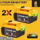 2 Pack 8.0AH For Dewalt 20V 20 Volt Max Lithium Ion Battery DCB206 DCB205 DCB200