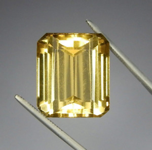 Large 25.6 Golden Yellow Citrine VVS Natural Earth Mined Faceted Emerald Cut