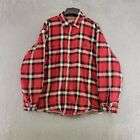 Wrangler Jacket Mens L Large Red Plaid Sherpa Fleece Lined Button Up Flannel