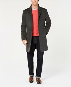 Michael Kors Madison Luxury Italian Modern-Fit Overcoat 46L Charcoal Grey Coat