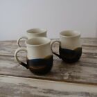 Artisan Handmade Pottery Clay Coffee Tea Mugs Cup Blue Brown Cream (set of 3)