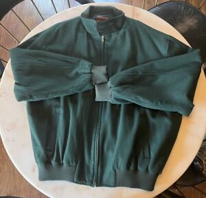 XXL Vintage Nordstrom Green 1980s Mens Wool Full Zip Bomber Jacket Rare Hunter