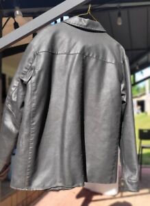 Bomber Leather Jacket Whispering Smith Faux Sz MED brown