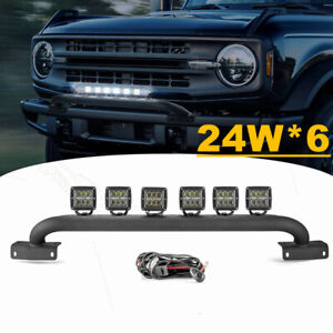 For 2021-2024 Ford Bronco Front Bumper Top LED KIT(Bull Bar+6*24W LEDs+Wire) (For: 2021 Ford Bronco Big Bend)