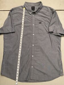 RVCA Shirt Grey Short Sleeve Button Down 2XL XXL Slim Pocket Blend