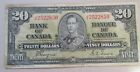 1937 Bank of Canada Twenty Dollar $20 Bill. BETTER GRADE $20 Bank Note (PS6-B)