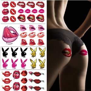 4 Sheets /Set Sexy Naughty Temporary Tattoo Stickers Adult Body Art Lips Kiss