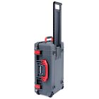 Charcoal & Red Pelican 1535 Air case. No Foam / empty.  With wheels.