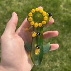 Sunflower Bee Cool Glass Smoking Pipe Tobacco Bowl Hand Blown - 5