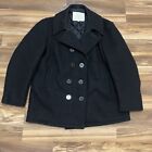US Navy Pea Coat 100% Wool Military Men’s Sz 46 USA Made Black Double Breasted