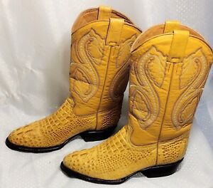 Men's Cowboy Boots 13.5E Caiman Golden Tan, Pastizal,  Worn Twice Excellent Cond
