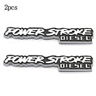 Pair Power Stroke Diesel Logo Stickers Emblem Badge Metal Trunk Decals（black）