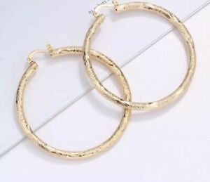 18k Layered real gold filled Round hoop earrings 40mm