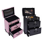 Rolling Makeup Train Case Cosmetic Professional Trolley Makeup Storage Organizer