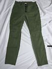 Cabi Pants Women Size 10 Green Cargo Skinny Mid Rise Stretch Button Fly Up