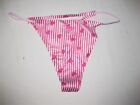 Shein striped heart print string side tagless thong panties S pink nip