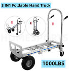 1000 Lbs 3 in 1 Aluminum Hand Truck Heavy Duty Convertible Folding Dolly Cart