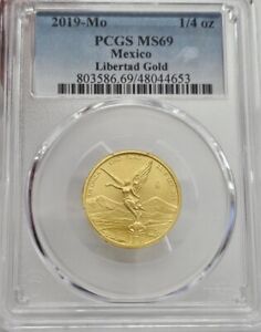 2019-Mo Mexican 1/4 Oz Gold Libertad PCGS MS69