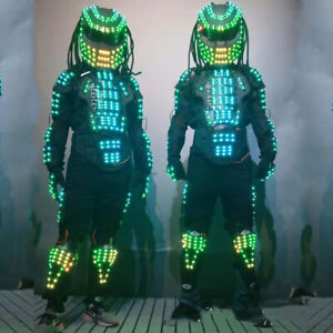 LED Robot Costume Suit Cosplay Predator Jewelry Show Halloween Glow Light Helmet