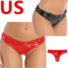 US Women Panties Wet Look Patent Leather Briefs Zipper Shorts Hot Pants Clubwear