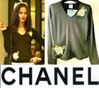 Chanel Vintage 2003 Black Cashmere Sweater 36 38 4 6 Top Crystal Bead Vtg S M