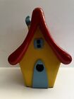 Vintage Whimsical Enameled Large Wooden Chalet Bird House Nice Display Piece!