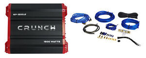 Crunch GP-1500.2 1500w 2 Channel Car Amplifier Bridgeable Stereo Amp+Wire Kit