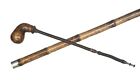 Vintage Antique Bamboo Gadget Smoking Pipe Swagger Knob Walking Stick Cane Old