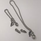 Swarovski Crystal Acorn Leaf Bracelet Neclace Earrings Matching Set Signed Silve