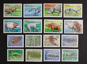 CANADA 1991-1994 Prehistoric Life, Dinosaurs, 4 sets, 16 different stamps NH