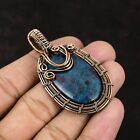 Ruby In Blue Kyanite Gemstone Wire Wrapped Pendant Copper Jewelry For Girls 2.4