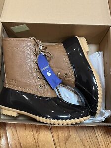 JBU Rain Snow Boots Women’s Black/Tan Size 9M