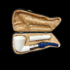 Block Meerschaum Pipe 925 silver smoking tobacco pipe with tamper w case MD-360